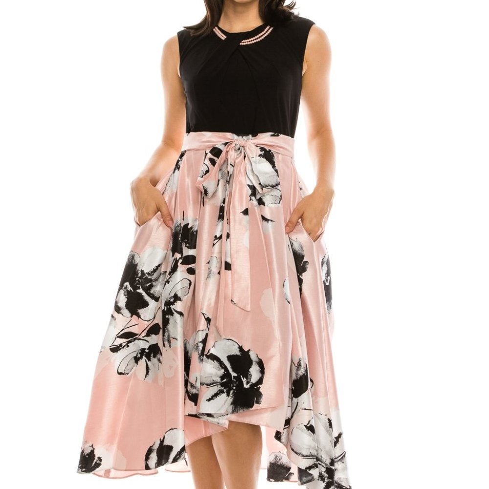 SL Fashions High Low Floral Print Party Dress